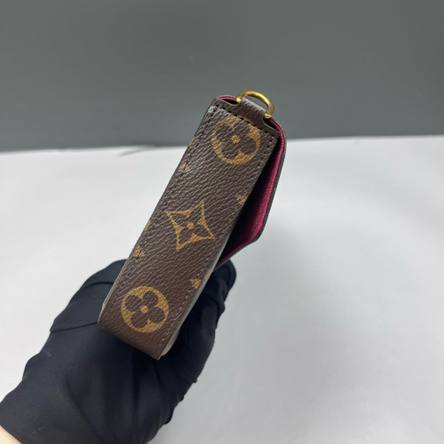 Louis Vuitton Pochette Felicie Chain Wallet Monogram Brown Fuchsia