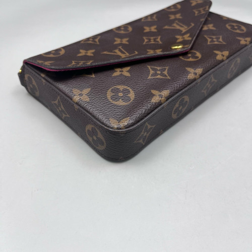 Louis Vuitton Pochette Felicie Chain Wallet Monogram Brown Fuchsia