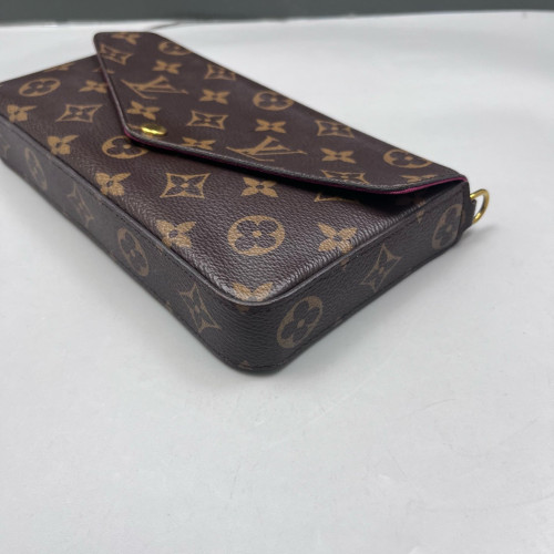 Louis Vuitton Pochette Felicie Chain Wallet Monogram Brown Fuchsia