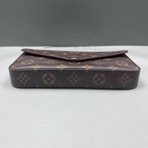 Louis Vuitton Pochette Felicie Chain Wallet Monogram Brown Fuchsia