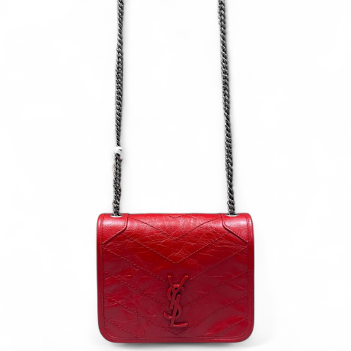 Yves Saint Laurent Mini Niki Chain Pull Up Leather Red