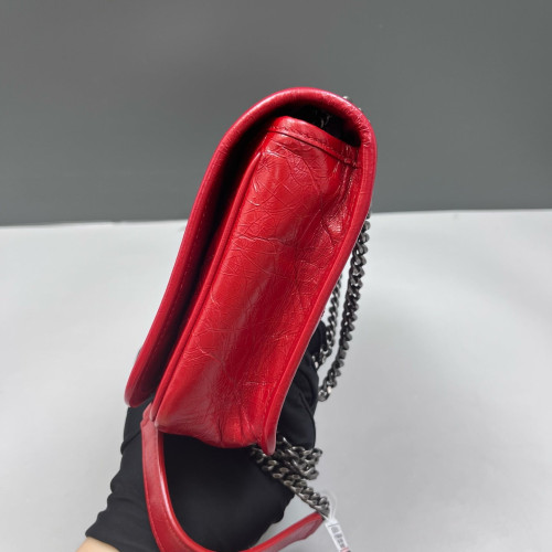 Yves Saint Laurent Mini Niki Chain Pull Up Leather Red