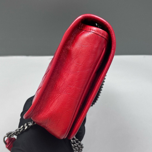 Yves Saint Laurent Mini Niki Chain Pull Up Leather Red