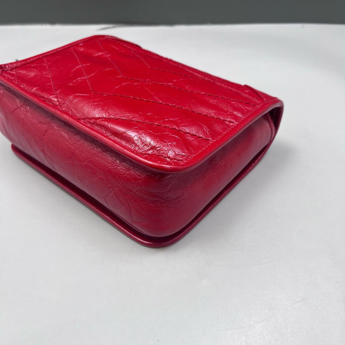 Yves Saint Laurent Mini Niki Chain Pull Up Leather Red