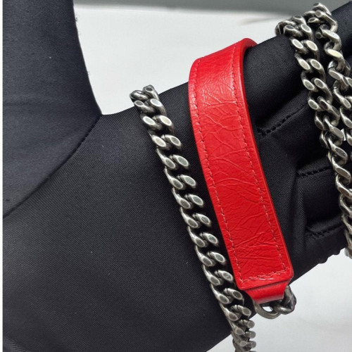 Yves Saint Laurent Mini Niki Chain Pull Up Leather Red