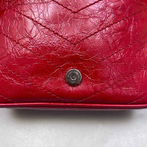 Yves Saint Laurent Mini Niki Chain Pull Up Leather Red
