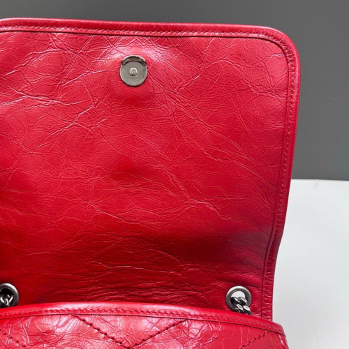 Yves Saint Laurent Mini Niki Chain Pull Up Leather Red