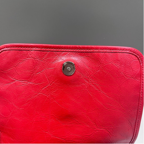 Yves Saint Laurent Mini Niki Chain Pull Up Leather Red