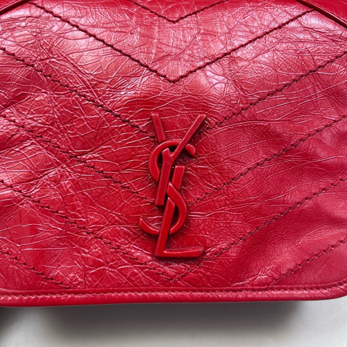 Yves Saint Laurent Mini Niki Chain Pull Up Leather Red