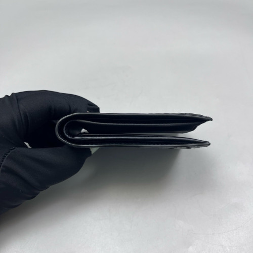 Bottega Veneta Compact Wallet Calfskin Intrecciato Black