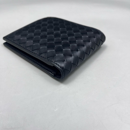 Bottega Veneta Compact Wallet Calfskin Intrecciato Black