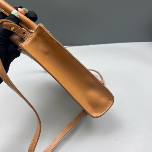 Celine Nano Vertical Cabas Canvas Calfskin Beige Brown