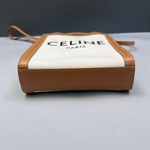 Celine Nano Vertical Cabas Canvas Calfskin Beige Brown