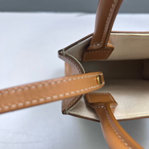 Celine Nano Vertical Cabas Canvas Calfskin Beige Brown