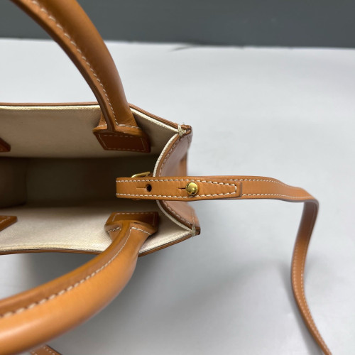 Celine Nano Vertical Cabas Canvas Calfskin Beige Brown