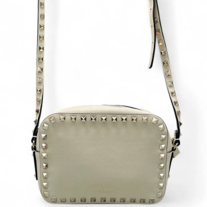 Valentino Rockstud Camera Case Calfskin Beige