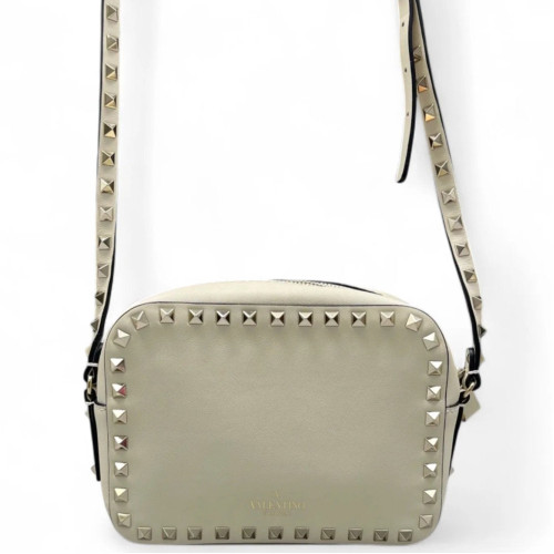 Valentino Rockstud Camera Case Calfskin Beige