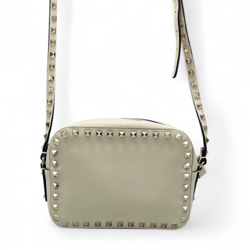 Valentino Rockstud Camera Case Calfskin Beige