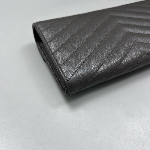 Yves Saint Laurent Continental Wallet Grained Calfskin Navy Black
