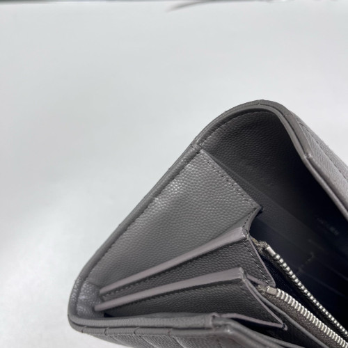 Yves Saint Laurent Continental Wallet Grained Calfskin Navy Black