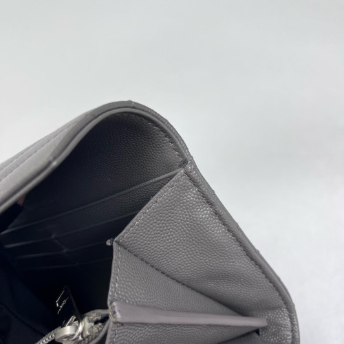 Yves Saint Laurent Continental Wallet Grained Calfskin Navy Black