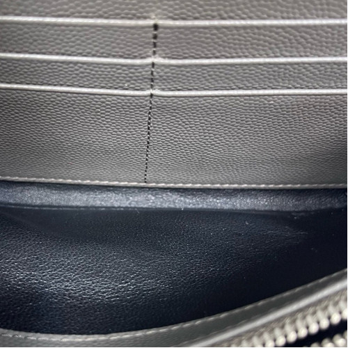 Yves Saint Laurent Continental Wallet Grained Calfskin Navy Black