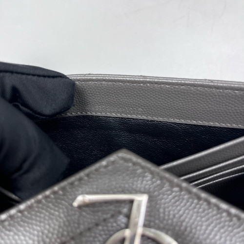Yves Saint Laurent Continental Wallet Grained Calfskin Navy Black