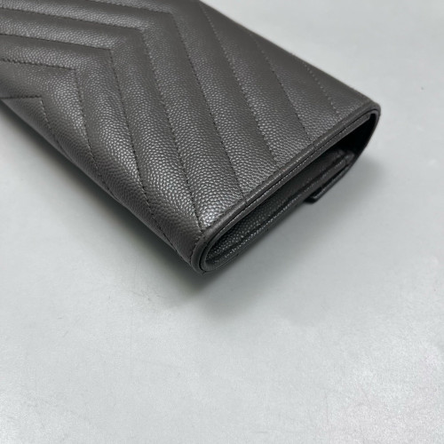 Yves Saint Laurent Continental Wallet Grained Calfskin Navy Black