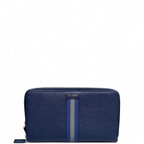Prada Continental Wallet Saffiano Calfskin Dark Blue