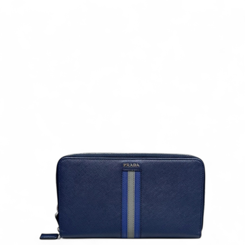 Prada Continental Wallet Saffiano Calfskin Dark Blue