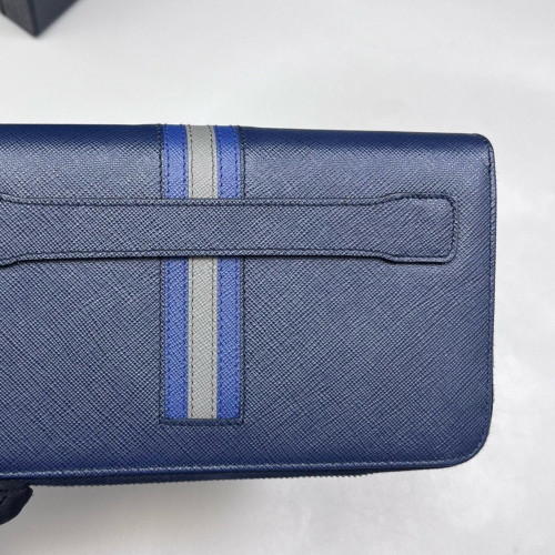 Prada Continental Wallet Saffiano Calfskin Dark Blue