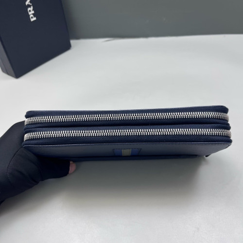 Prada Continental Wallet Saffiano Calfskin Dark Blue