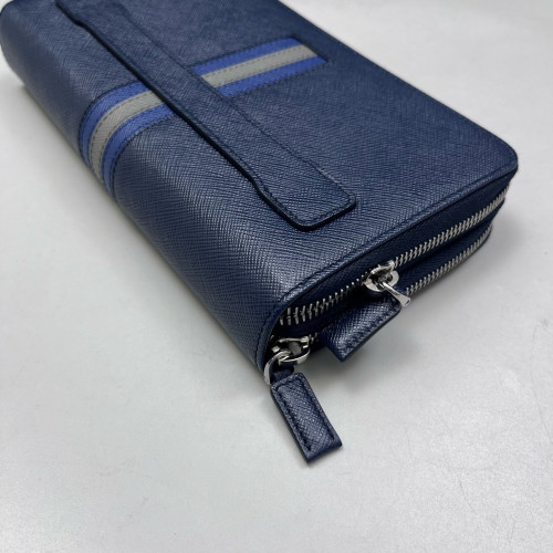 Prada Continental Wallet Saffiano Calfskin Dark Blue