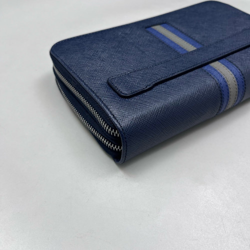 Prada Continental Wallet Saffiano Calfskin Dark Blue