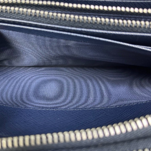 Prada Continental Wallet Saffiano Calfskin Dark Blue