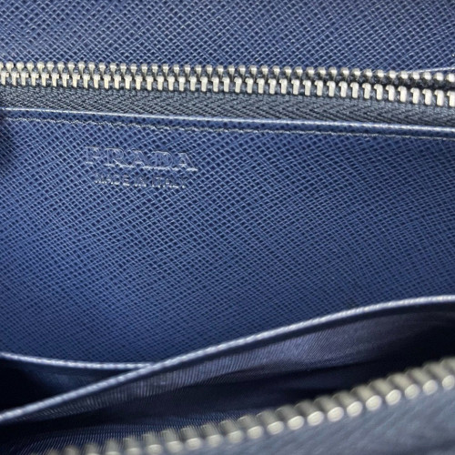 Prada Continental Wallet Saffiano Calfskin Dark Blue