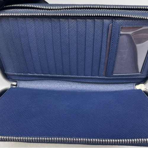 Prada Continental Wallet Saffiano Calfskin Dark Blue
