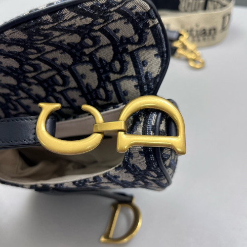 Dior Small Saddle Bag Oblique Blue Beige