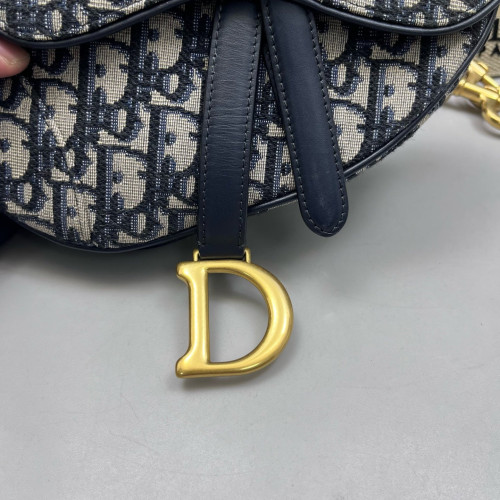 Dior Small Saddle Bag Oblique Blue Beige