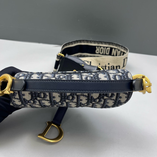 Dior Small Saddle Bag Oblique Blue Beige