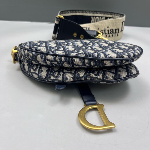 Dior Small Saddle Bag Oblique Blue Beige