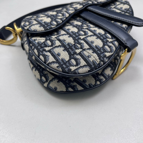 Dior Small Saddle Bag Oblique Blue Beige