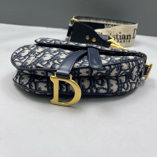 Dior Small Saddle Bag Oblique Blue Beige