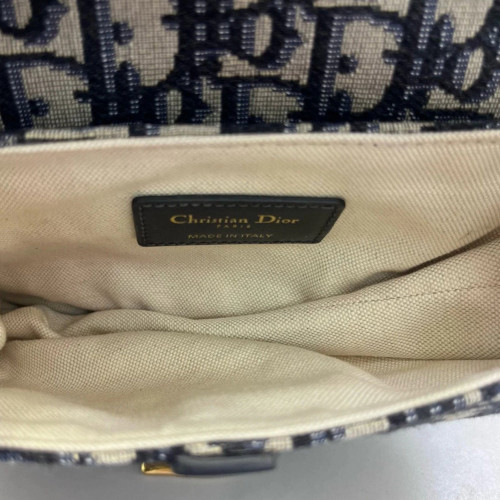 Dior Small Saddle Bag Oblique Blue Beige