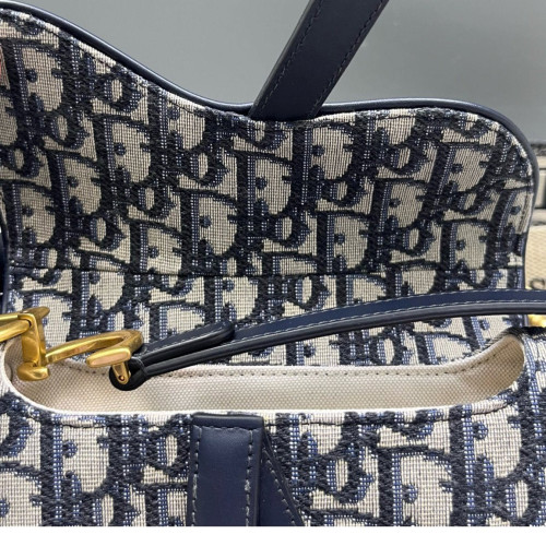 Dior Small Saddle Bag Oblique Blue Beige