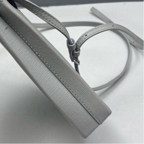 Balenciaga Logo Shopping Phone Holder Calfskin Grey