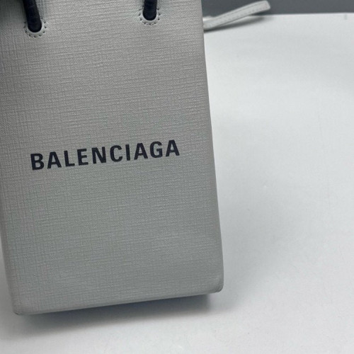 Balenciaga Logo Shopping Phone Holder Calfskin Grey