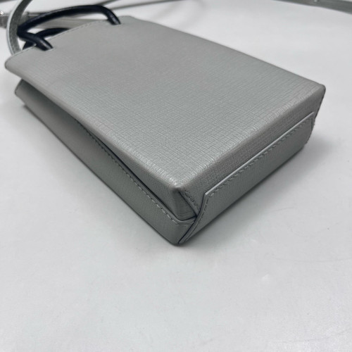Balenciaga Logo Shopping Phone Holder Calfskin Grey