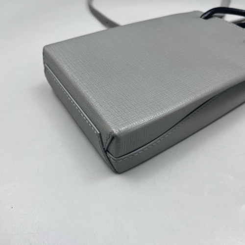 Balenciaga Logo Shopping Phone Holder Calfskin Grey