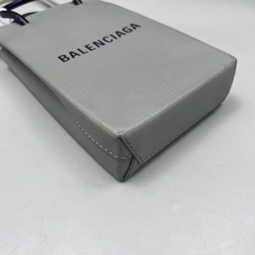 Balenciaga Logo Shopping Phone Holder Calfskin Grey